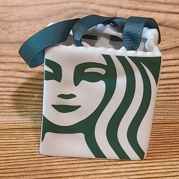 Starbucks Logo Gift Bag Ceramic Holiday Christmas Ornament GC Holder - Picture 5 of 5